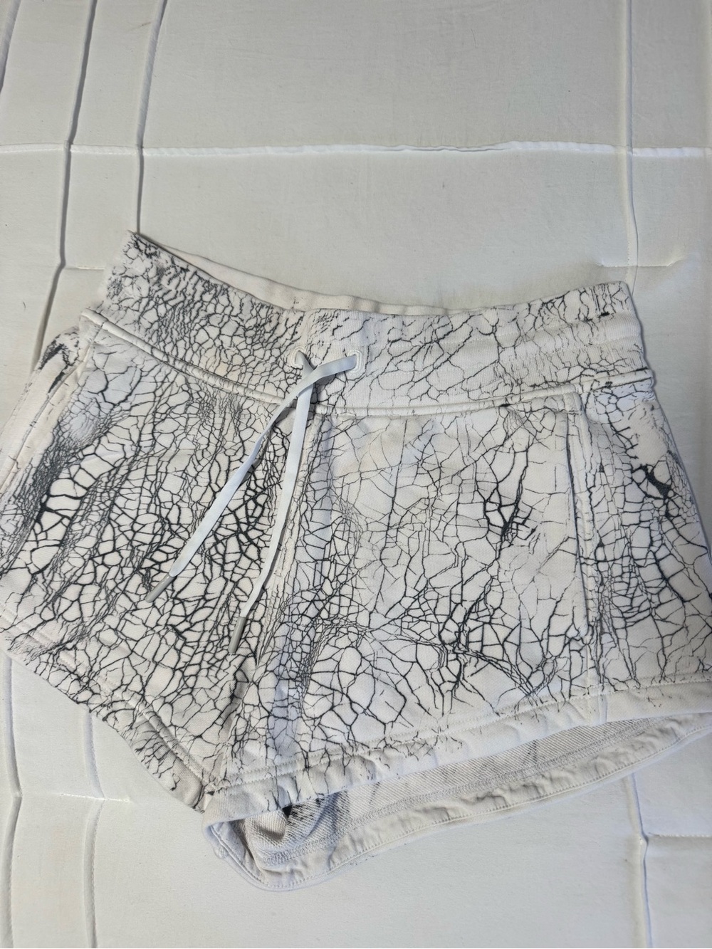 lululemon athletica White Crackle-Print Drawstring Athletic Shorts